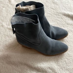Blue suede Joie booties